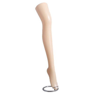 Fixturedisplays® Plastic Mannequin Leg Display Hip High Mannequin Leg, Female Size 5-6 Shoe/ Right Foot 8.6", Detachable Base 218139