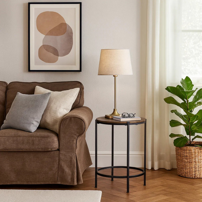 Table d'appoint, bout, rond, table d'appoint, petite, lampe, salon, chambre à coucher, table de chevet, contemporain