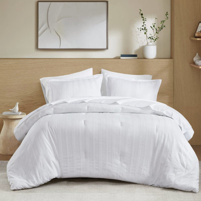 Literie rayée très grand 7 pièces pour une mise à jour de chambre à coucher. Couvre-oreillers doux et respirants. Comprend les taies d'oreiller de draps-housses plates. Dortoirs étudiants à rayures lavables à la machine