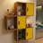 Evie 44" H x 20" W Geometric Cubby Floating Shelf with Cabinets