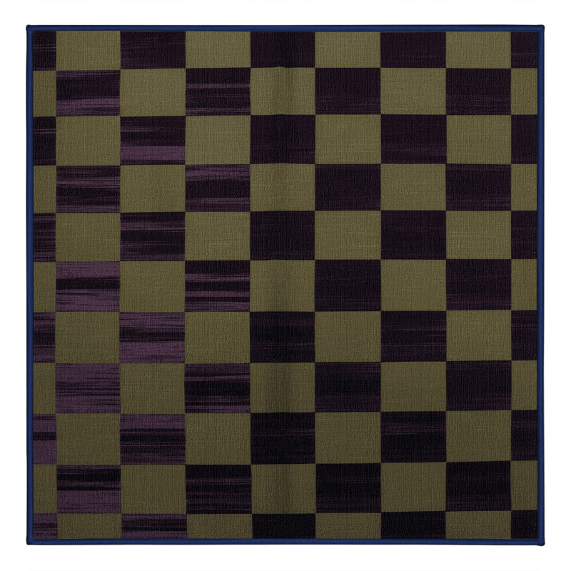 Machine Washable Checkered Purple Area Rug, Square 8'