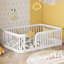 Structure de lit simple en bois avec clôture Wood, blanc-1363600791-1363600789
