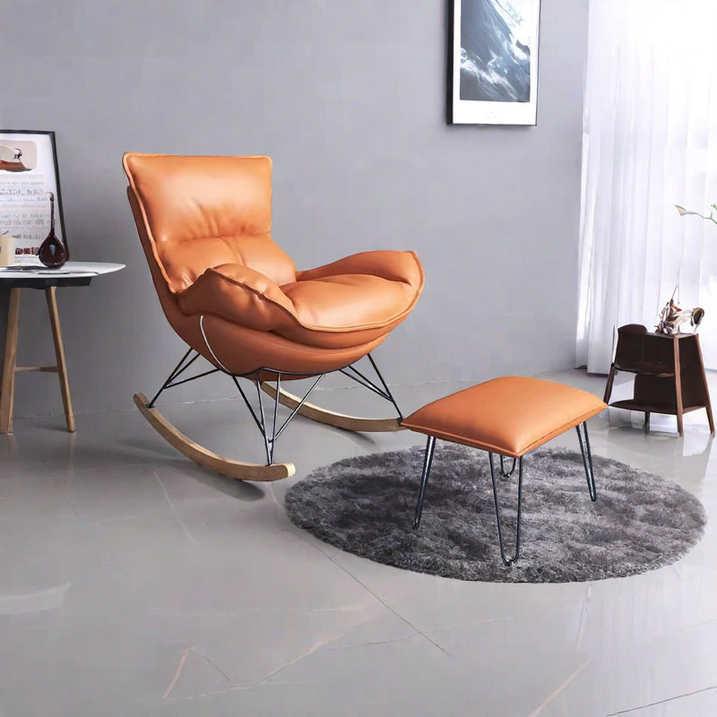 Chaise berçante légère et luxueuse, Orange