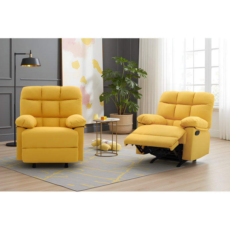 Tampere Yellow Fabric Rocker Recliner, Yellow