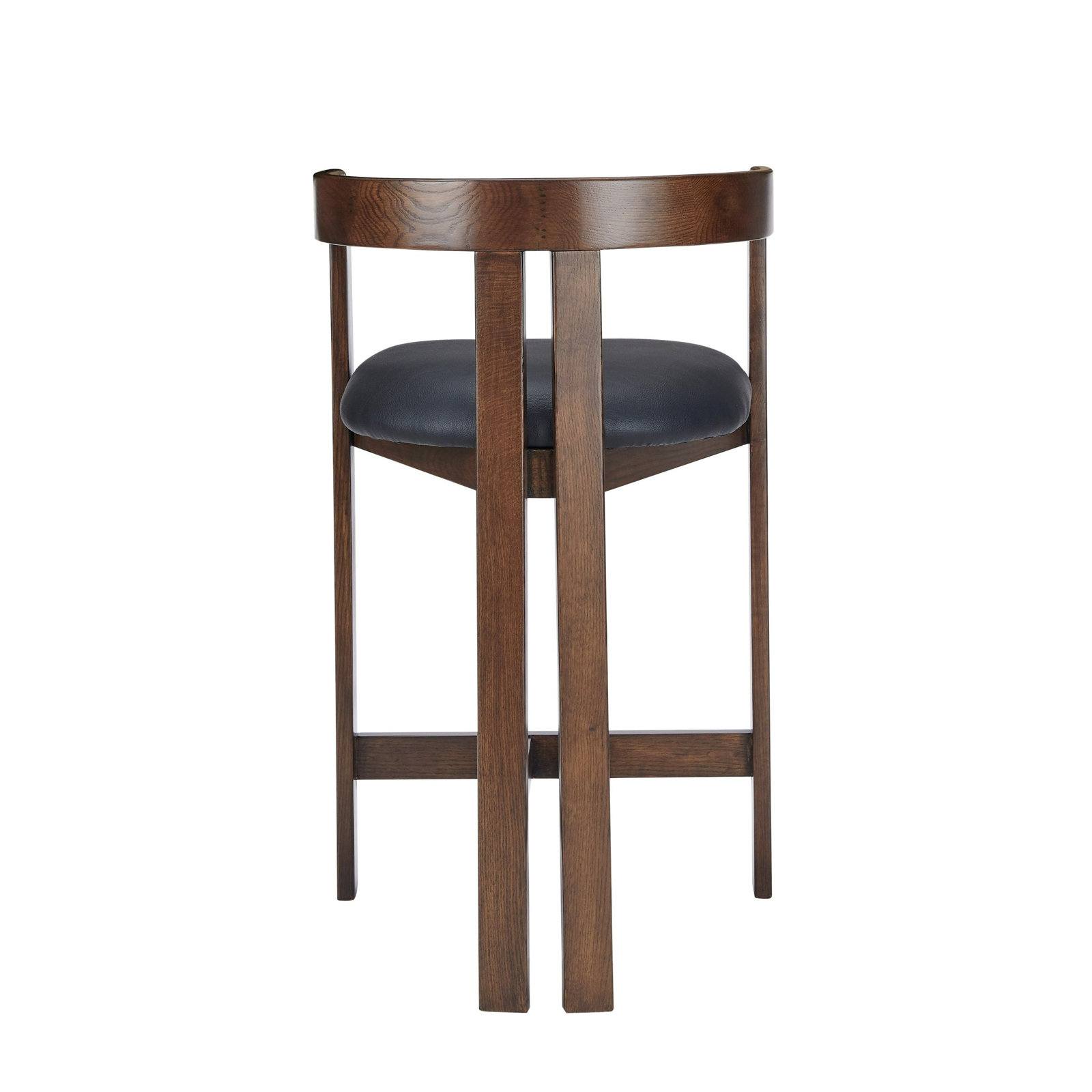 Lulani 26" Bar Stool, Black Faux Leather / Brown Oak Frame