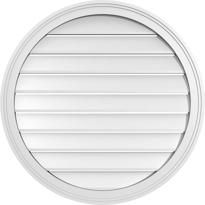 Évent à pignon rond en uréthane fonctionnel à fixation ronde, apprêté, H 30 po x l 30 po x P 1,5 po