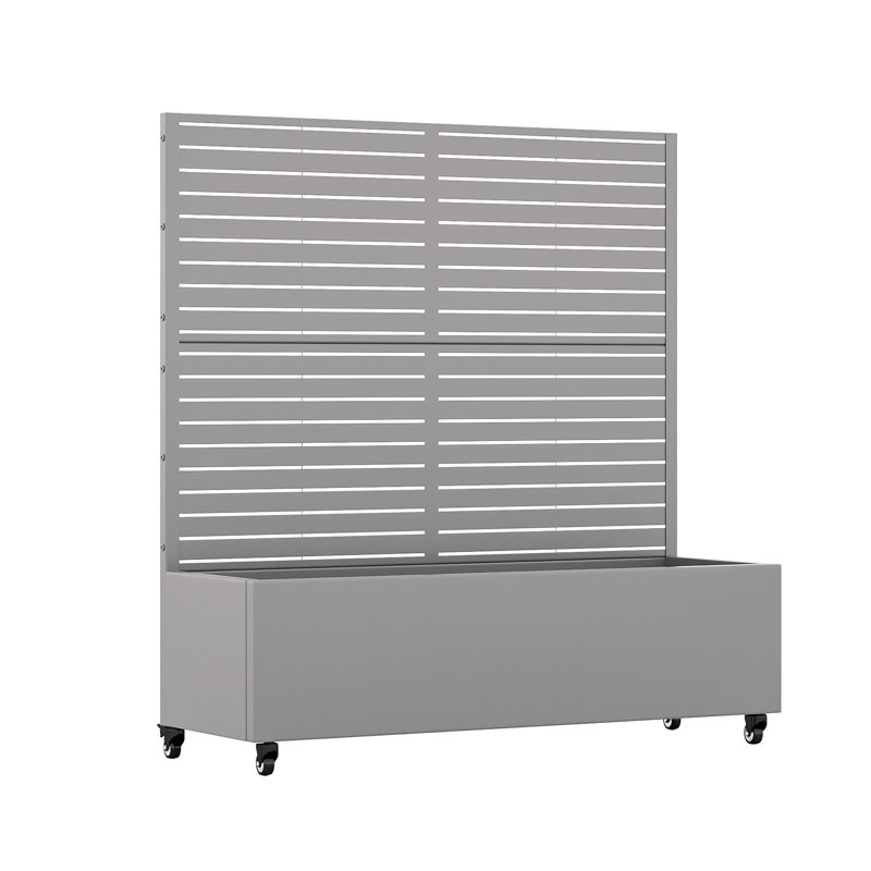 Lit de jardin en métal avec treillis et roues H 4 pi x l 4 pi - gris, Gris