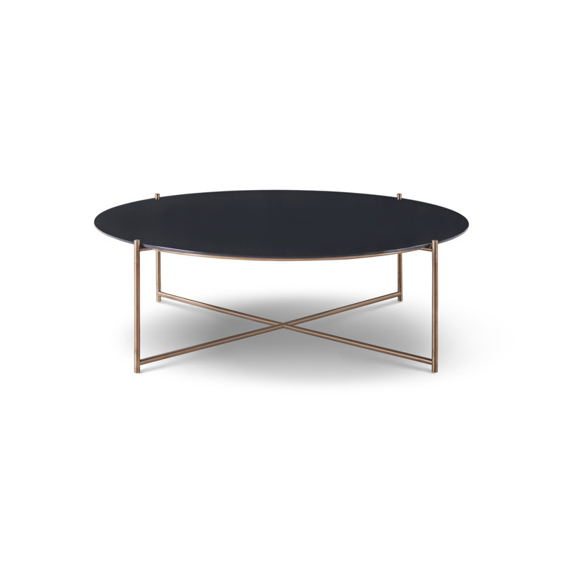 Alnisa Cross Legs Coffee Table, Bronze, Grey, 36.7cm H x 113.5cm W x 113.5cm D