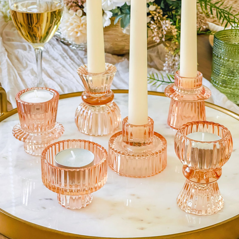 3'' H Glass Tabletop, Rose Gold