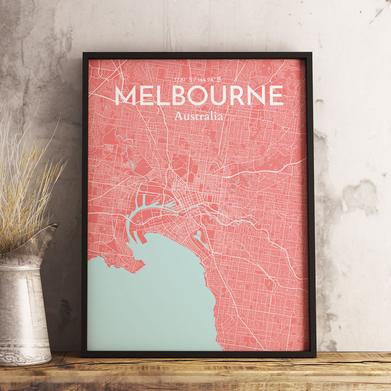 Melbourne City Map - No Frame Print, 43.2cm H x 27.9cm W x 0.13cm D x 0.13cm D