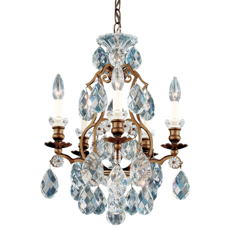 Renaissance 5 - Light Glass Chandelier, Clear Heritage Crystal, Heirloom Bronze