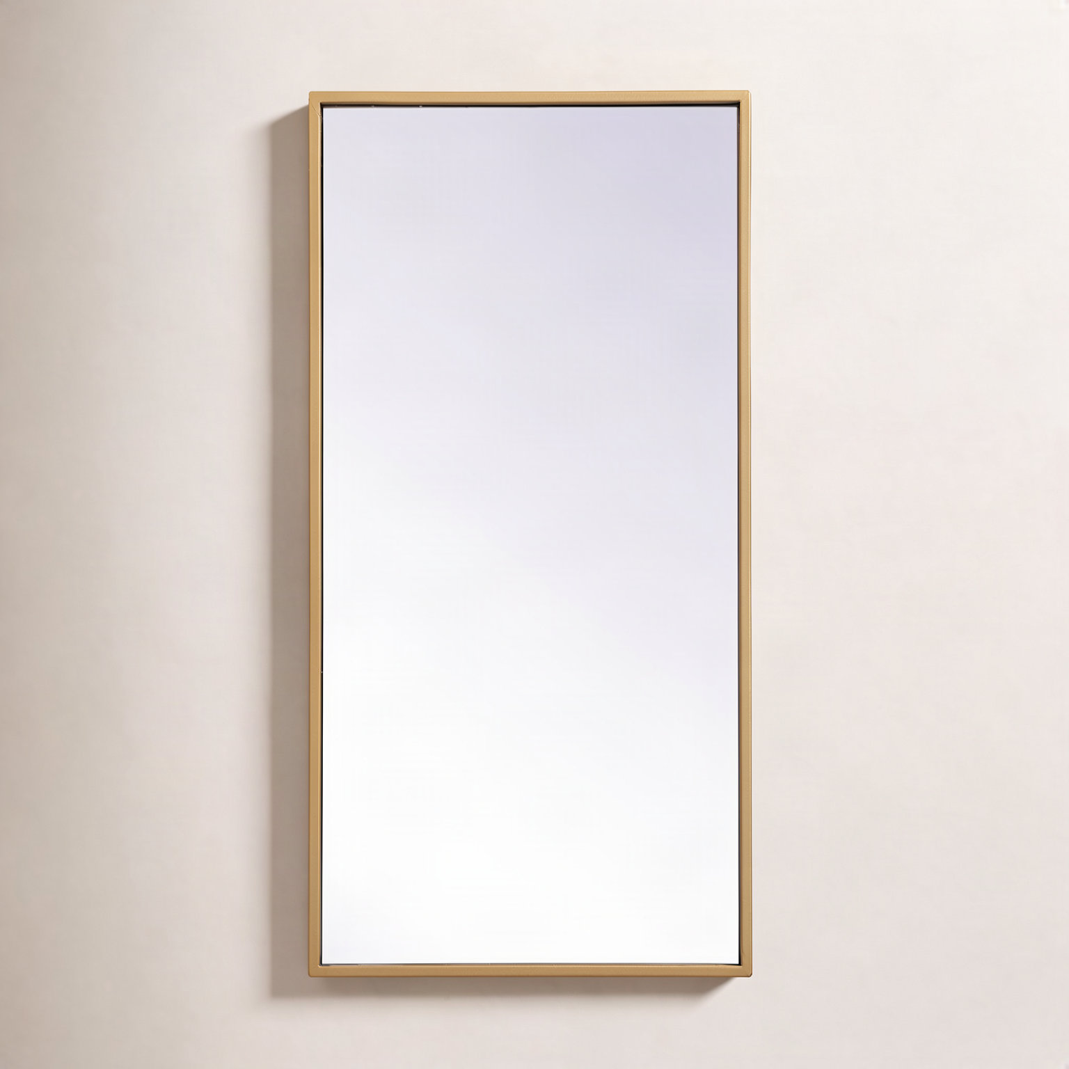 Sabine Metal Rectangle Wall Mirror, 14" x 28", Brass
