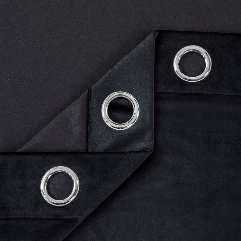 Goldonna Crushed Velvet Eyelet Panel Curtain, 66 x 54 cm, Black