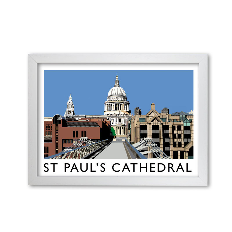 St Paul's Cathedral 1 Piece Wall Art, 29.7cm H x 42cm W x 3cm D, White Framed