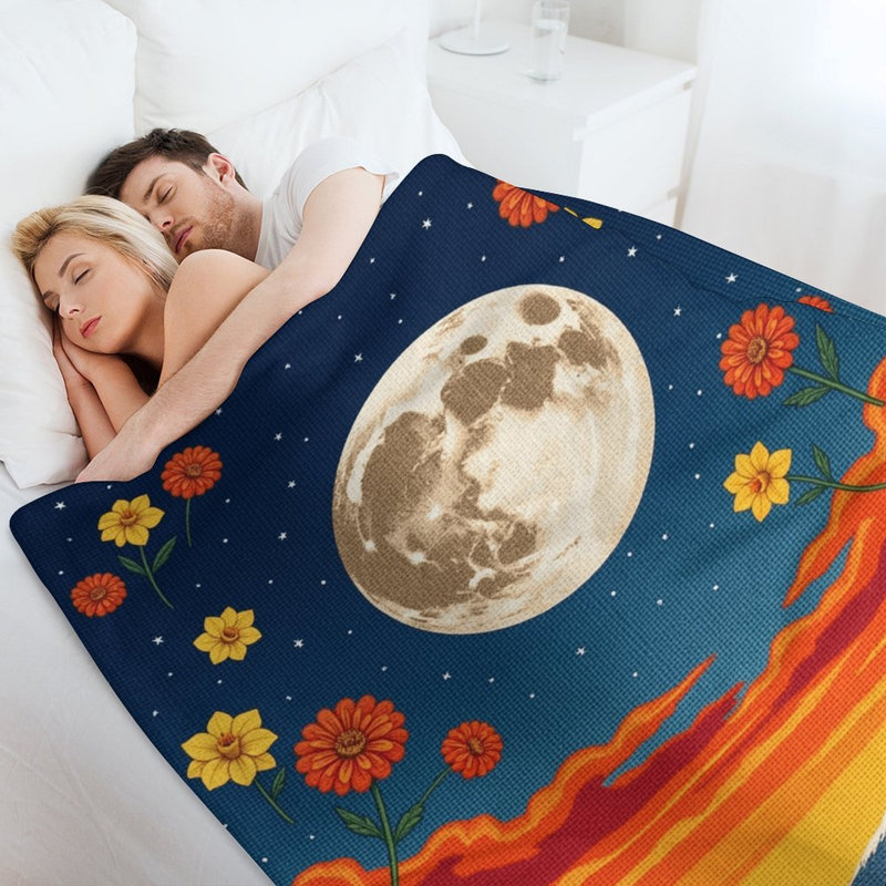 Jeté en flanelle Moonlit Night Sky Luxury, couverture douce et chaude pour le canapé-lit du salon, 40 po x 50 po