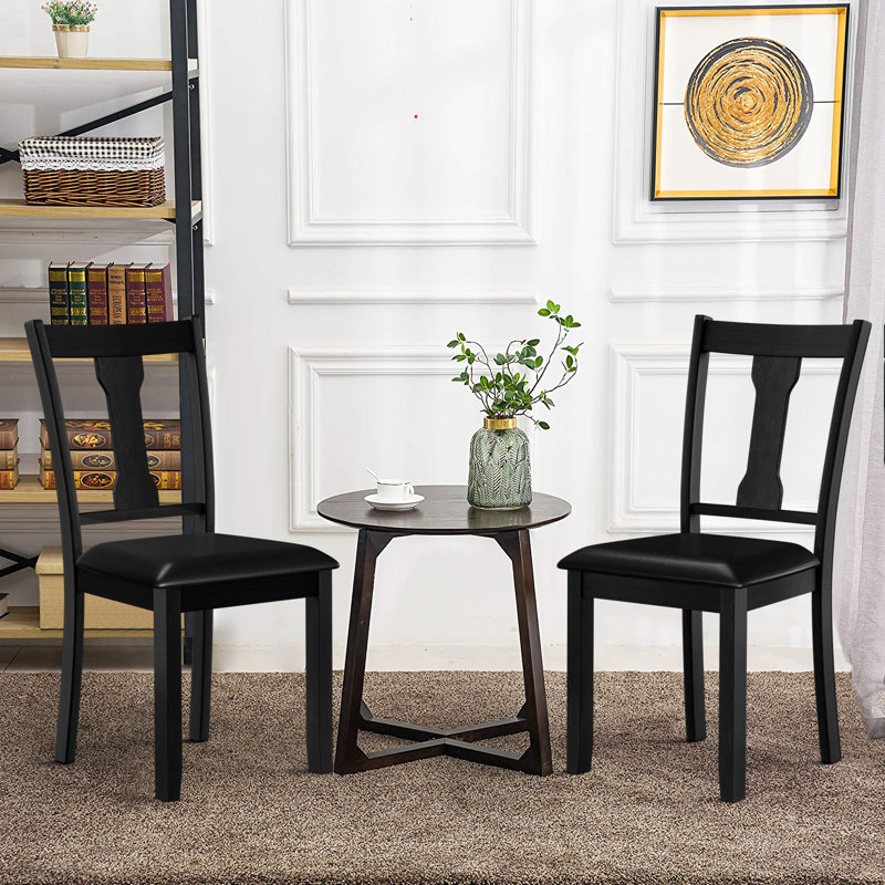 Chaise d'appoint rembourrée à dossier en lattes, Noir