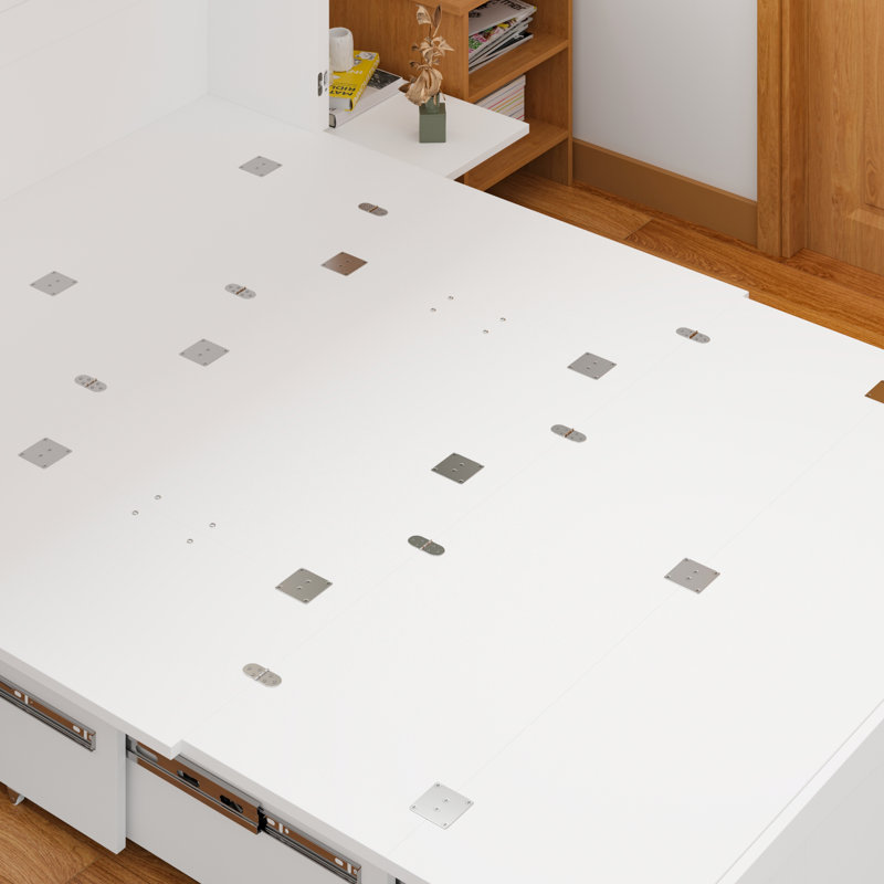 Lit escamotable escamotable avec tables de chevet et finition blanche