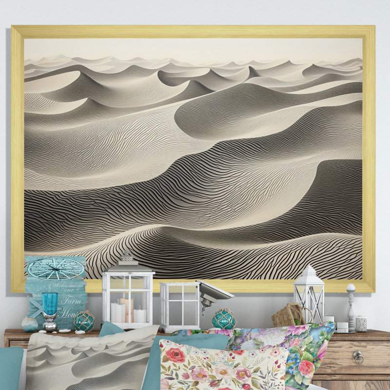 «Gray Saharan Dunes II», reproduction sur toile, Encadrement doré, H 16 po x l 32 po x P 1 po