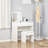 Makeup Desk With Drawer, Vanity Table Set With Flip-Up Mirror And Cushioned Stool, White