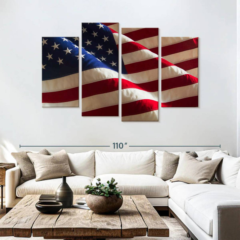 Borges Rippled American Flag, 54" H x 84" W