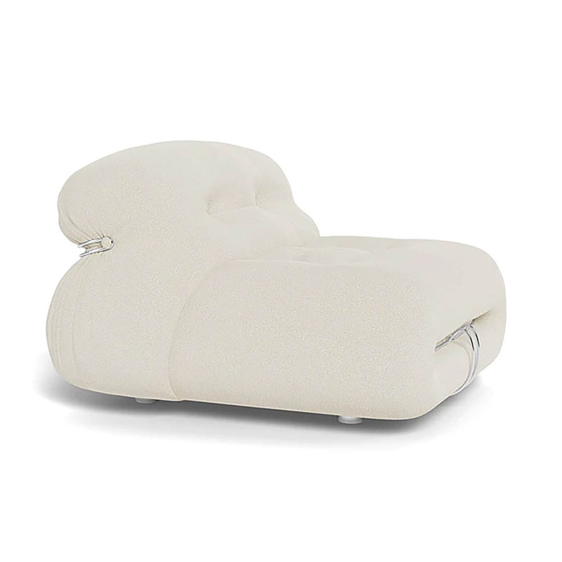 Fauteuil de chambre rembourré Ashtola, Velours blanc