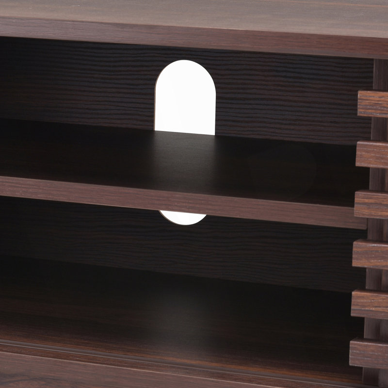 Meuble télé Mid-Modern Century pour téléviseur de 59 po ou moins avec porte coulissante et armoire de rangement, idéal pour le salon et la chambre à coucher