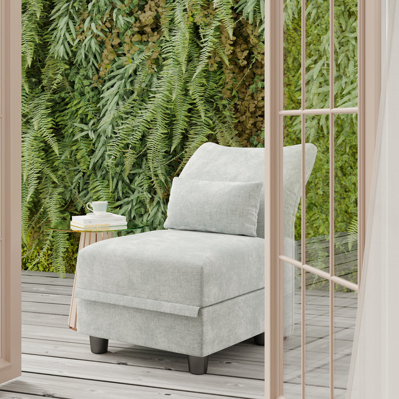 Canapé modulaire rembourré 11 pièces 122 po Osvaldas, Velours gris clair
