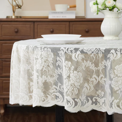 Dalainee Floral Oval Lace Tablecloth for Wedding or Special Occasions