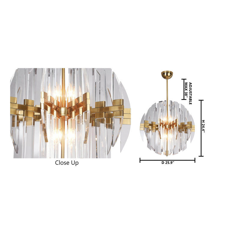 Lustre en acrylique 10 lumières Transitional, Chrome