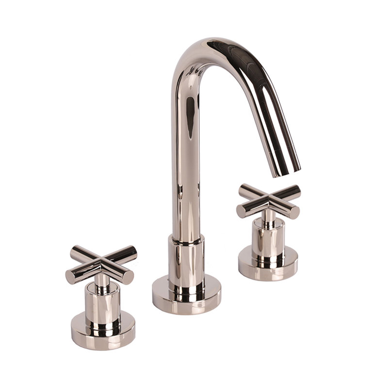 Cigno Widespread Bathroom Faucet with Drain Assembly, Polished Nickel
