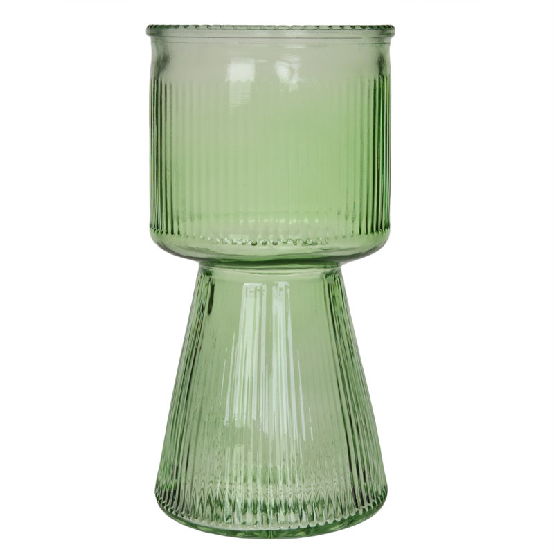 H7.5 Inch Ribbed Glass Vase, Crystal Glass Flower Vase, Fluted Clear Vases For Flowers, Mini Flower Vase For Living Room, Dining Table, Entryway, Centerpiece, Wedding