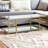 Greenwich 54" Glass And Steel Coffee Table With Three Shelves-2048816601