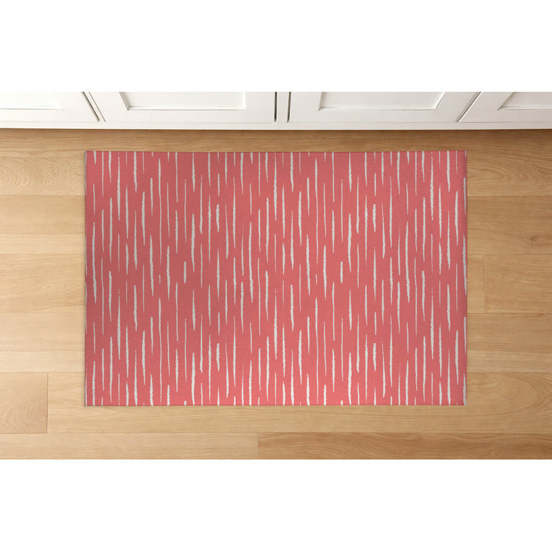 Tapis de cuisine à profil bas Lak, Vieux rose, Rectangle 5 pi x 7 pi