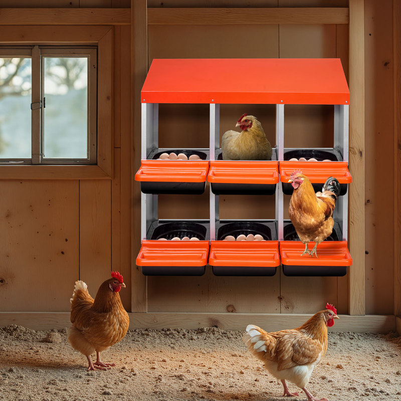 2 boîtes de nidification de poulet à 2 niveaux, 6 compartiments, boîtes de ponte en métal avec couvercles de protection, boîte de nidification coulissante, facile à assembler, idéal pour les poules, les canards, les poulets et autres volailles