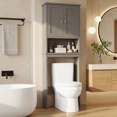 65.4"H Modern Freestanding Over-The-Toilet Storage Cabinet