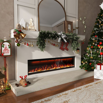 Wall-Mounted Thermostat Electric Fireplace with  Smart Control