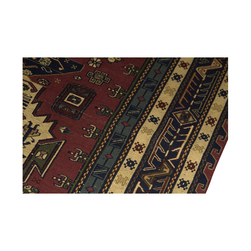 Hand-Knotted High-Quality Red, Black, and Beige Area Rug