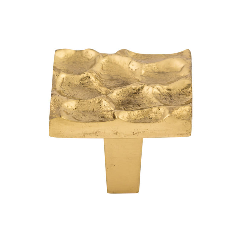 Cobblestone Square Knob, Polished Brass, 1 3/8" Length