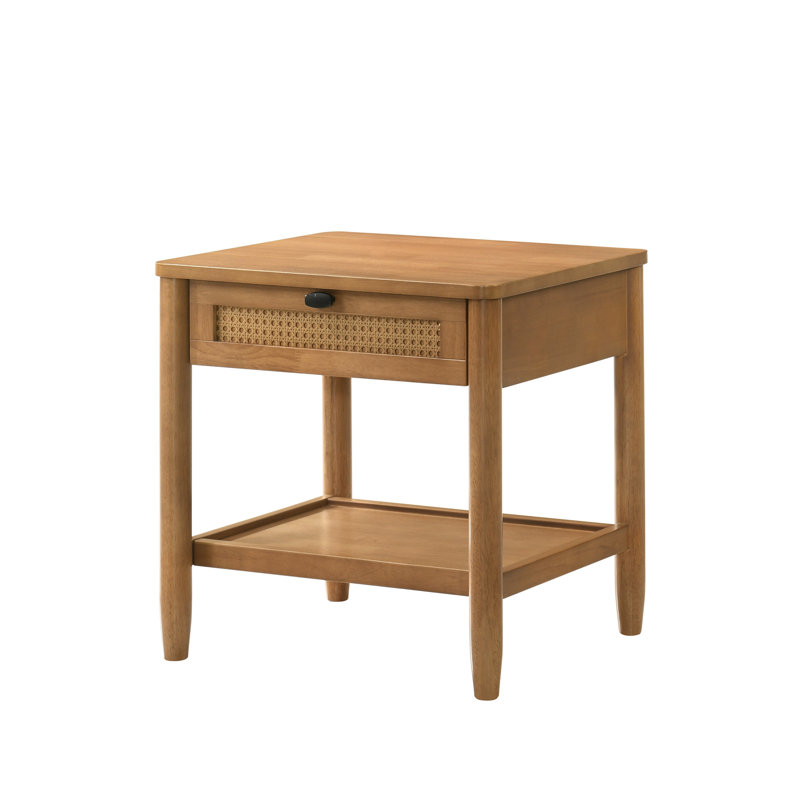 Table de chevet pour chambre à coucher avec tablette en noyer - crée une atmosphère relaxante et un rangement efficace des tiroirs