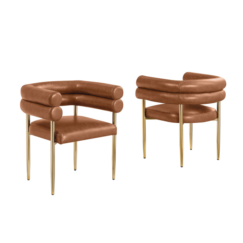 Chaises d'appoint à motif tubulaire Leathaire, Caramel