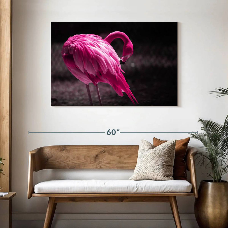 Brampt Beautiful Preening Flamingo, 30" H x 45" W