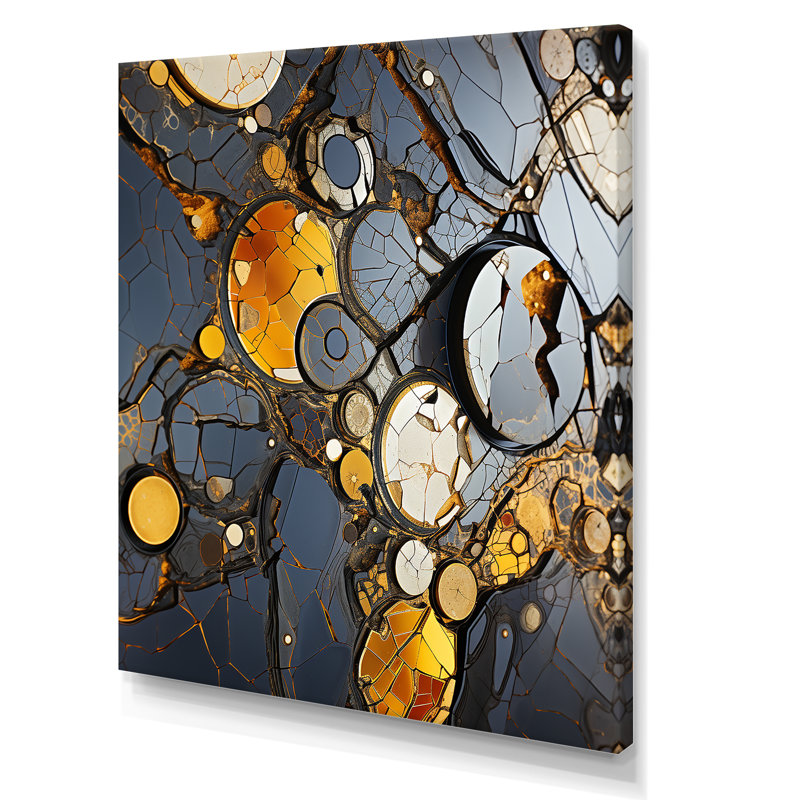 Marbre jaune et élégance I - art mural géométrique, Toile tendue, H 20 po x l 12 po x P 1 po