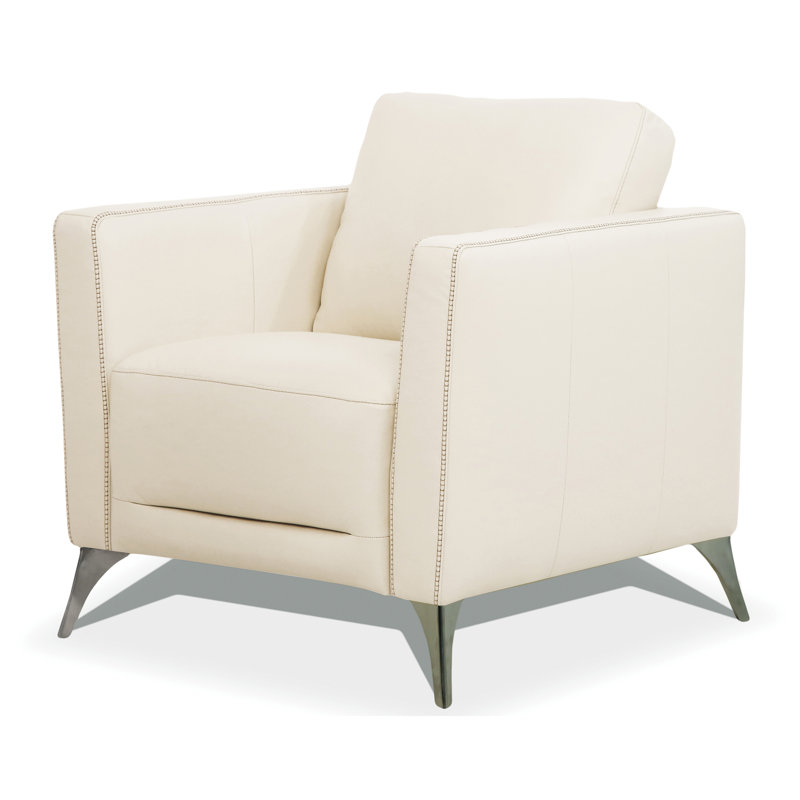 Sametta Leather Armchair, Cream Genuine Leather