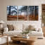 «Misty Pine Forest Path with Orange Ferns», ensemble de 3 toiles murales-616869840