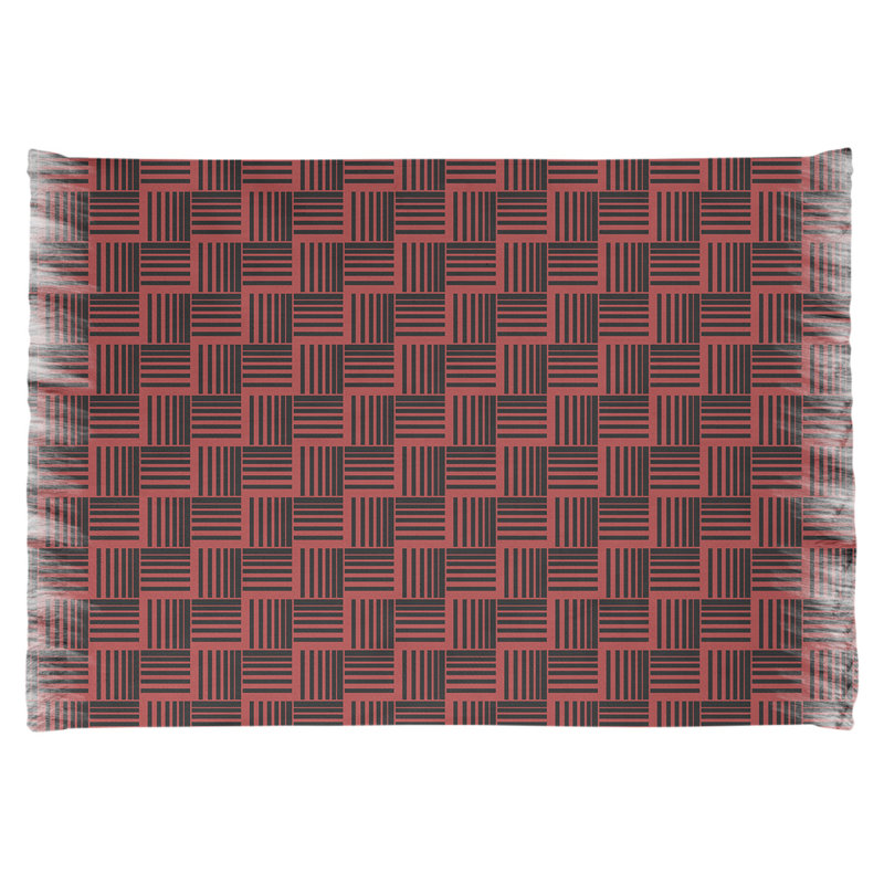 Tapis rouge/noir à rayures basketweave, Non