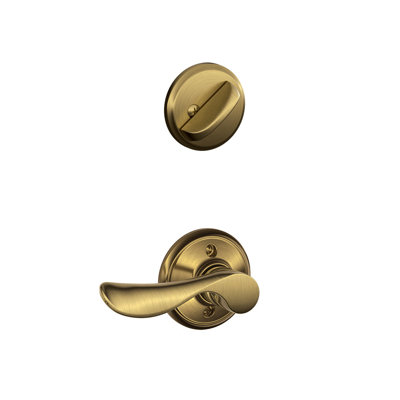 Champagne Interior Lever and Single Cylinder Deadbolt Thumbturn Set (Exterior Portion Sold Separately)