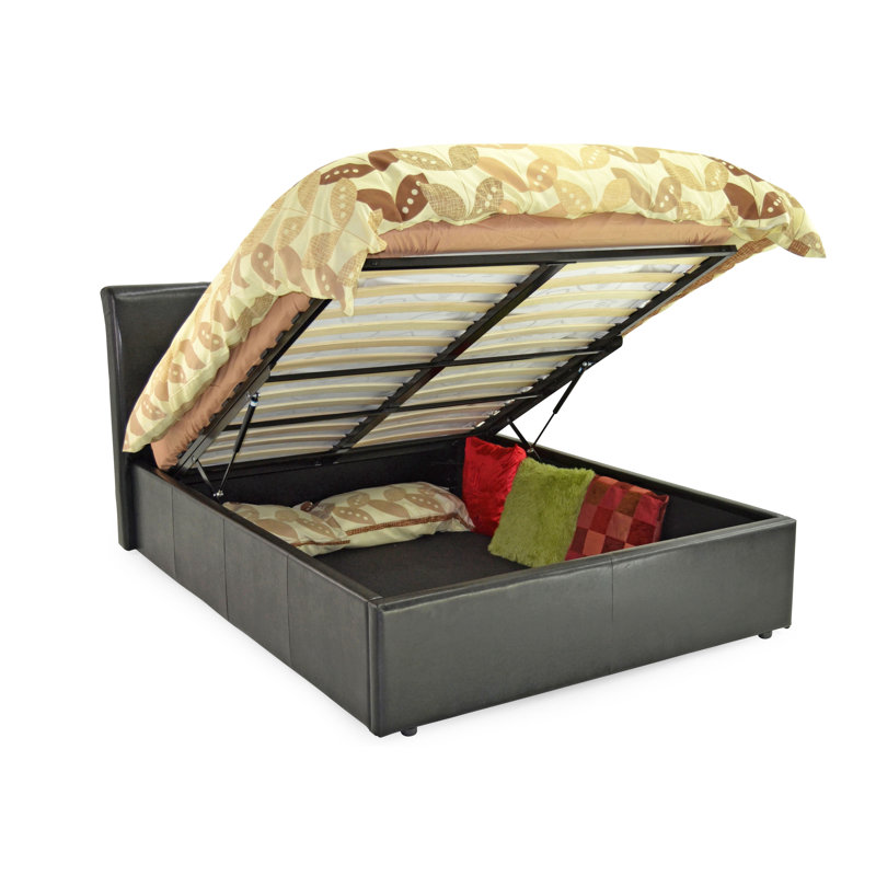 Hartfield Upholstered Ottoman Storage Bed, Black, Kingsize (5')