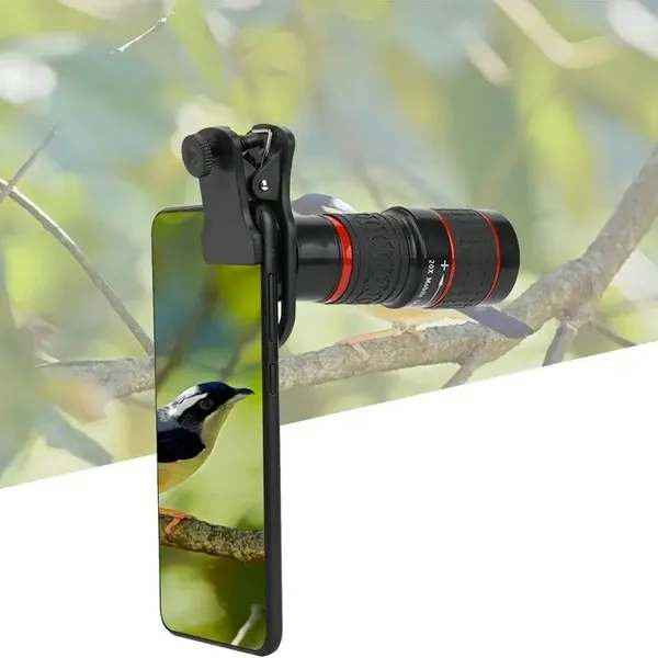 Lentille de fixation pour téléphone portable, objectif de zoom mobile, appareil photo mobile et accessoires, téléobjectif à mise au point longue avec smartphone, tablette 8X, 12X, 20X, noir