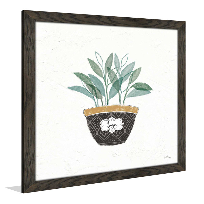Fine Herbs VII - reproduction sur toile, H 21,5 po x l 21,5 po x P 0,75 po, Cadre chocolat patiné