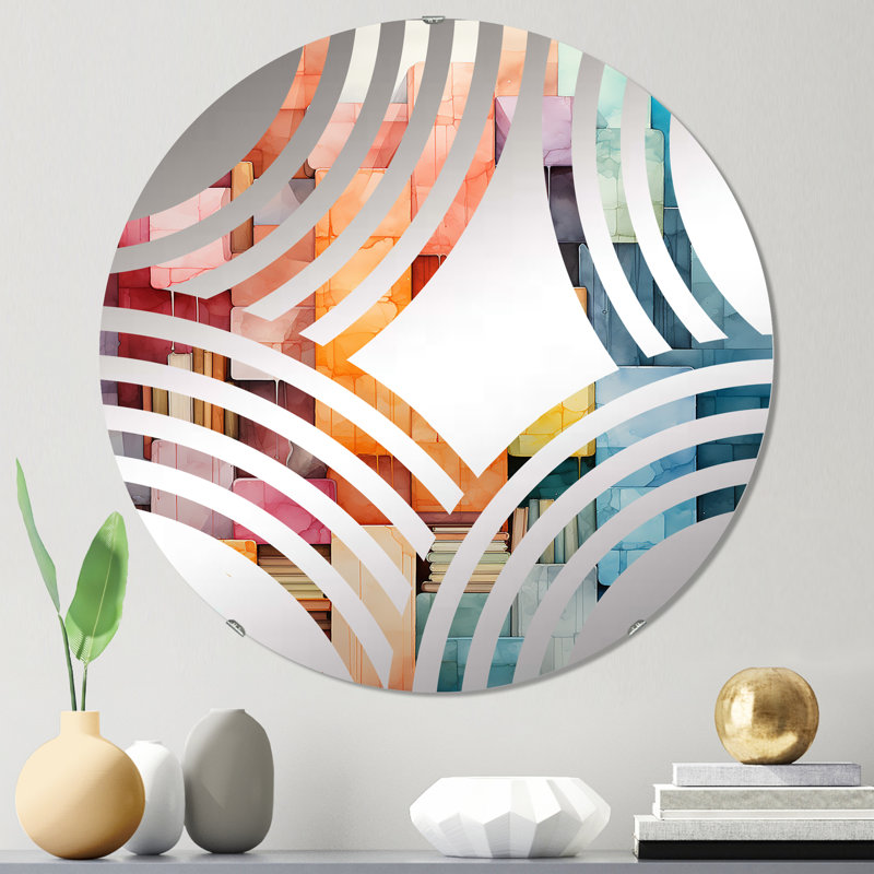 Miroir décoratif coloré ventilateur minimaliste coloré - MIR114989-Rond, 23,6 po x 23,6 po